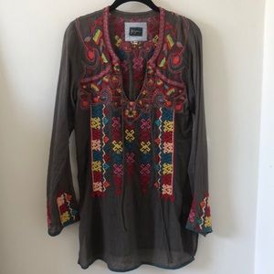 Johnny Was Grey Embroidered Tunic
